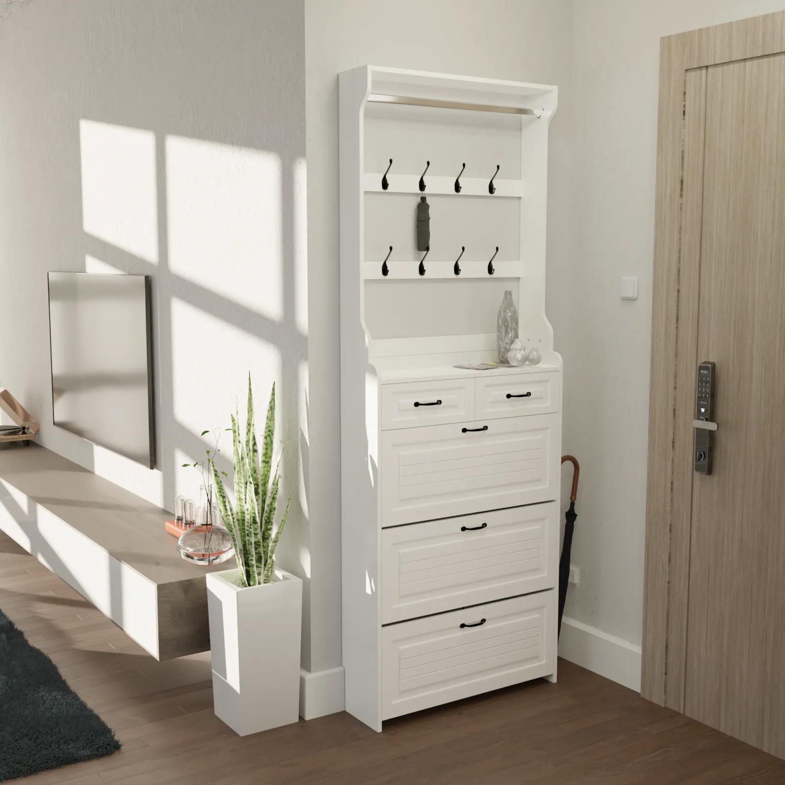 Chelsea II Shoe Storage Cabinet - White Oak