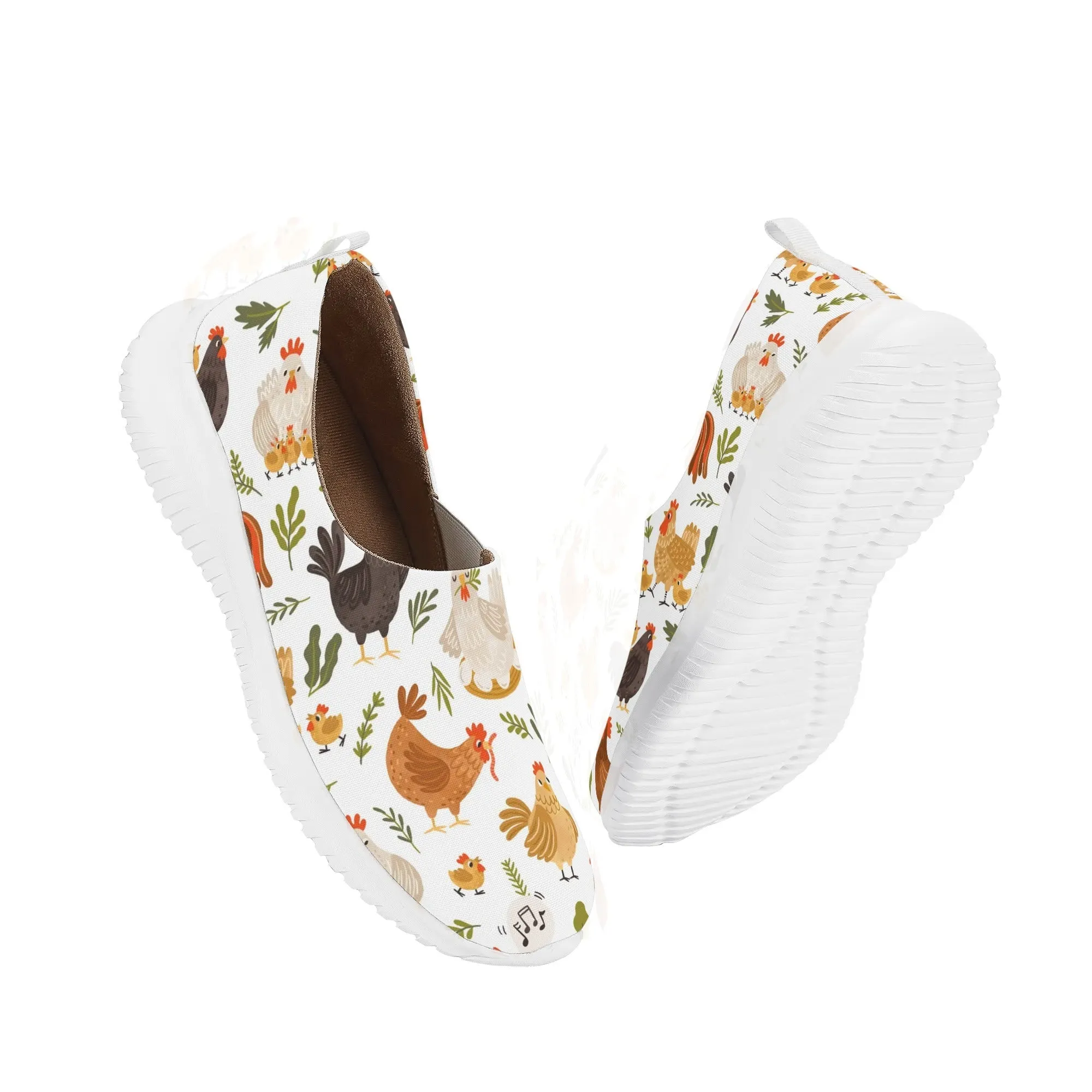 Chicken Pattern Nurse Shoes Animal Print Womens Nursing Slip On Shoes