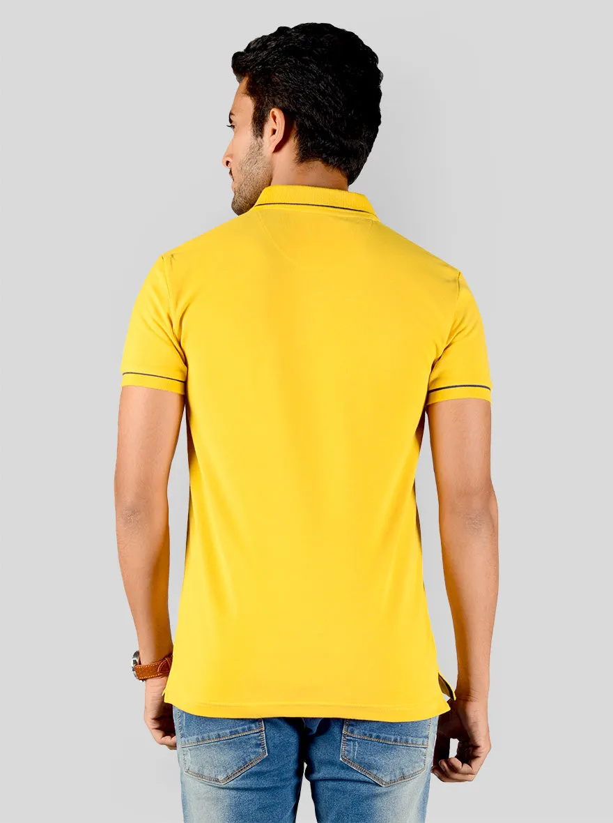 Daffodil Yellow Solid Slim Fit Polo T-shirt | Greenfibre