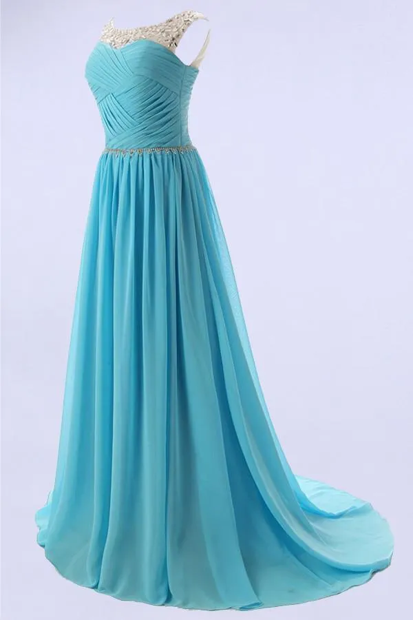 Elegant A-line Scoop Bridesmaid/Prom Dresses with Beading  PG 206