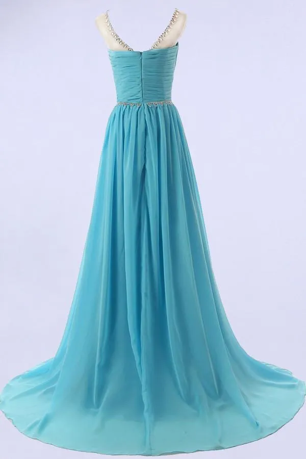 Elegant A-line Scoop Bridesmaid/Prom Dresses with Beading  PG 206