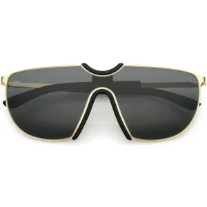 Futuristic Space Shield Metal One Piece Aviator Sunglasses C965