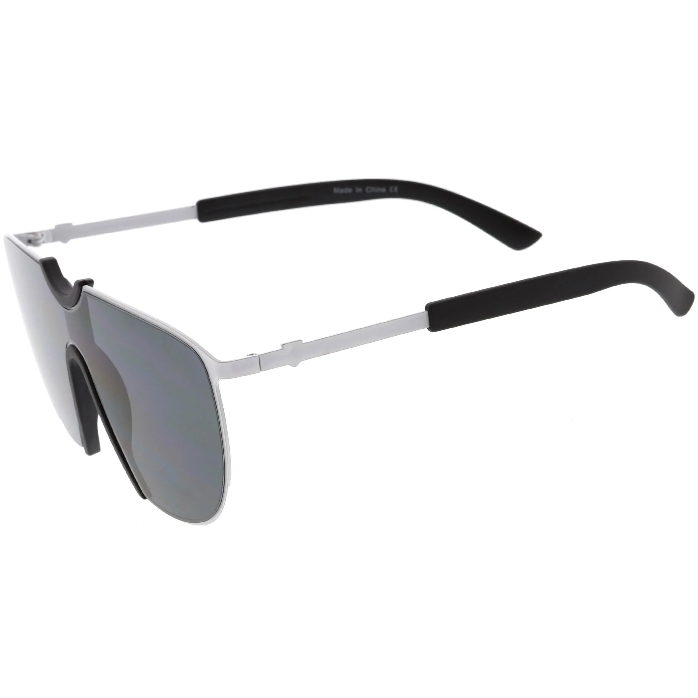 Futuristic Space Shield Metal One Piece Aviator Sunglasses C965