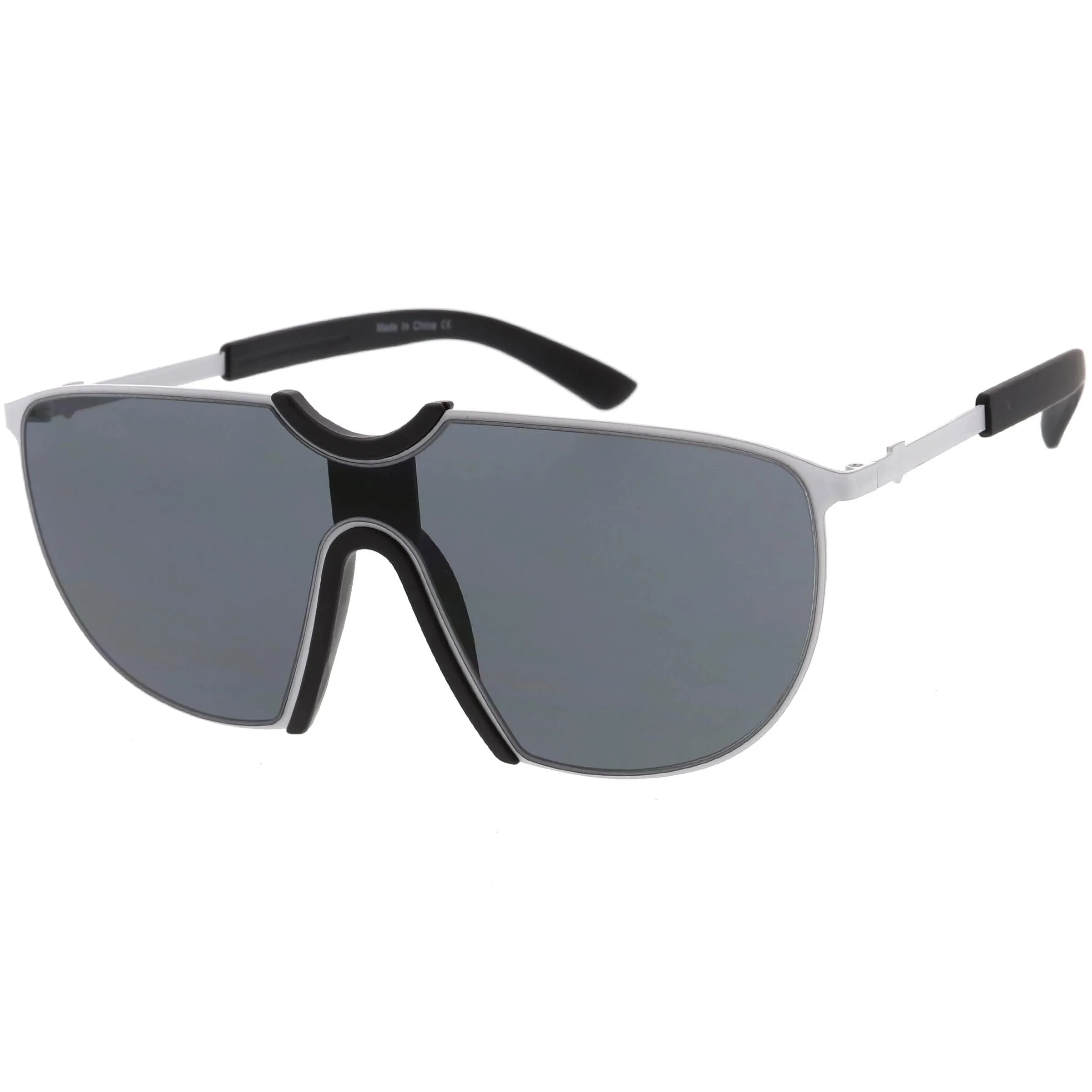 Futuristic Space Shield Metal One Piece Aviator Sunglasses C965