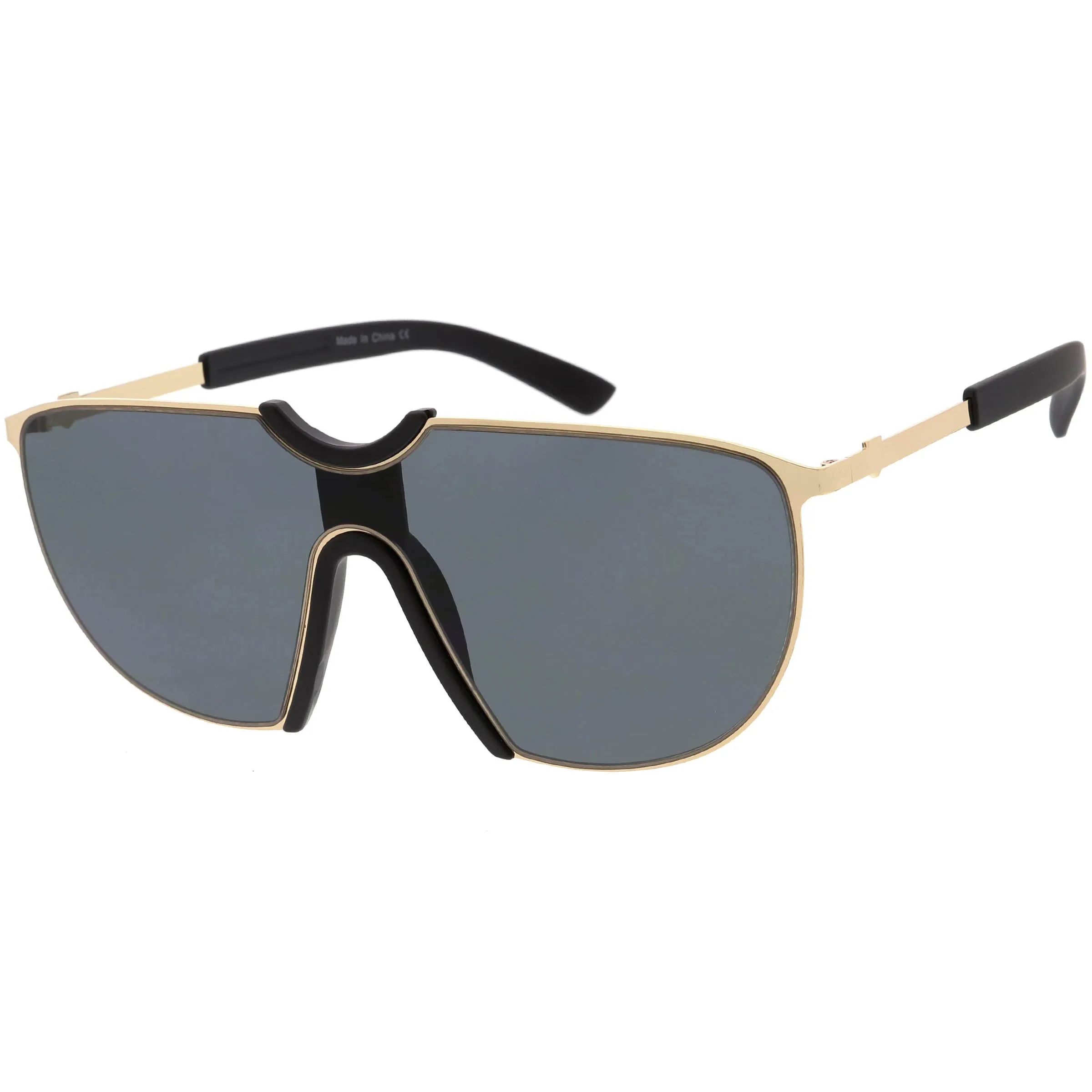 Futuristic Space Shield Metal One Piece Aviator Sunglasses C965