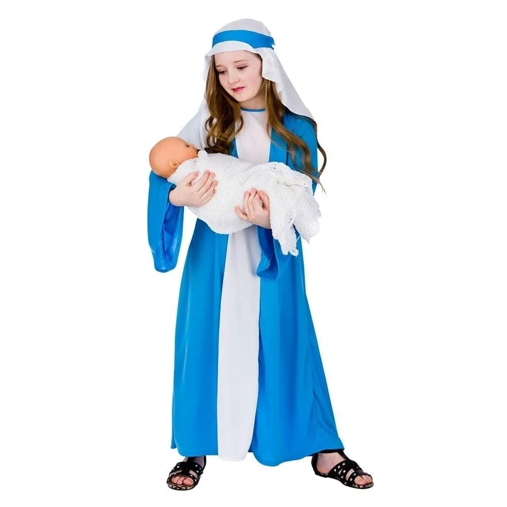 Girls Mary Nativity Play Dress up School Costume Christmas