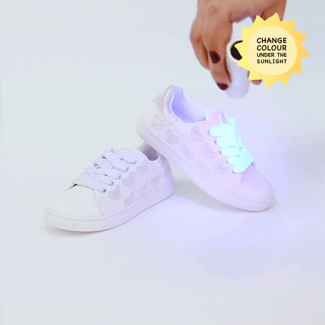 Girl's Solar Hearts Colour Changing Sneakers