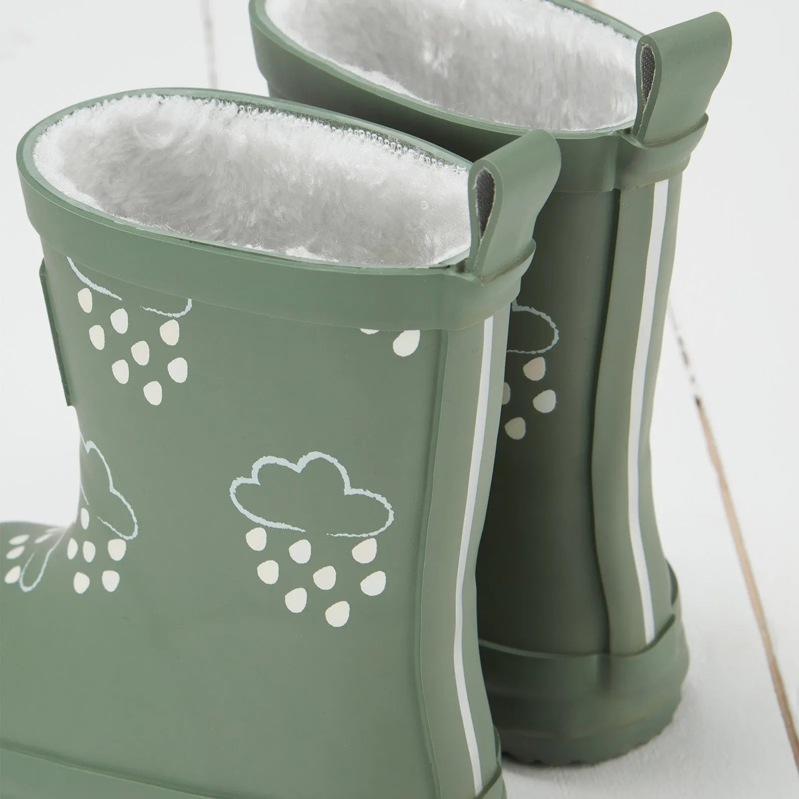 Grass & Air Colour-Revealing Wellies with Teddy Fleece Lining