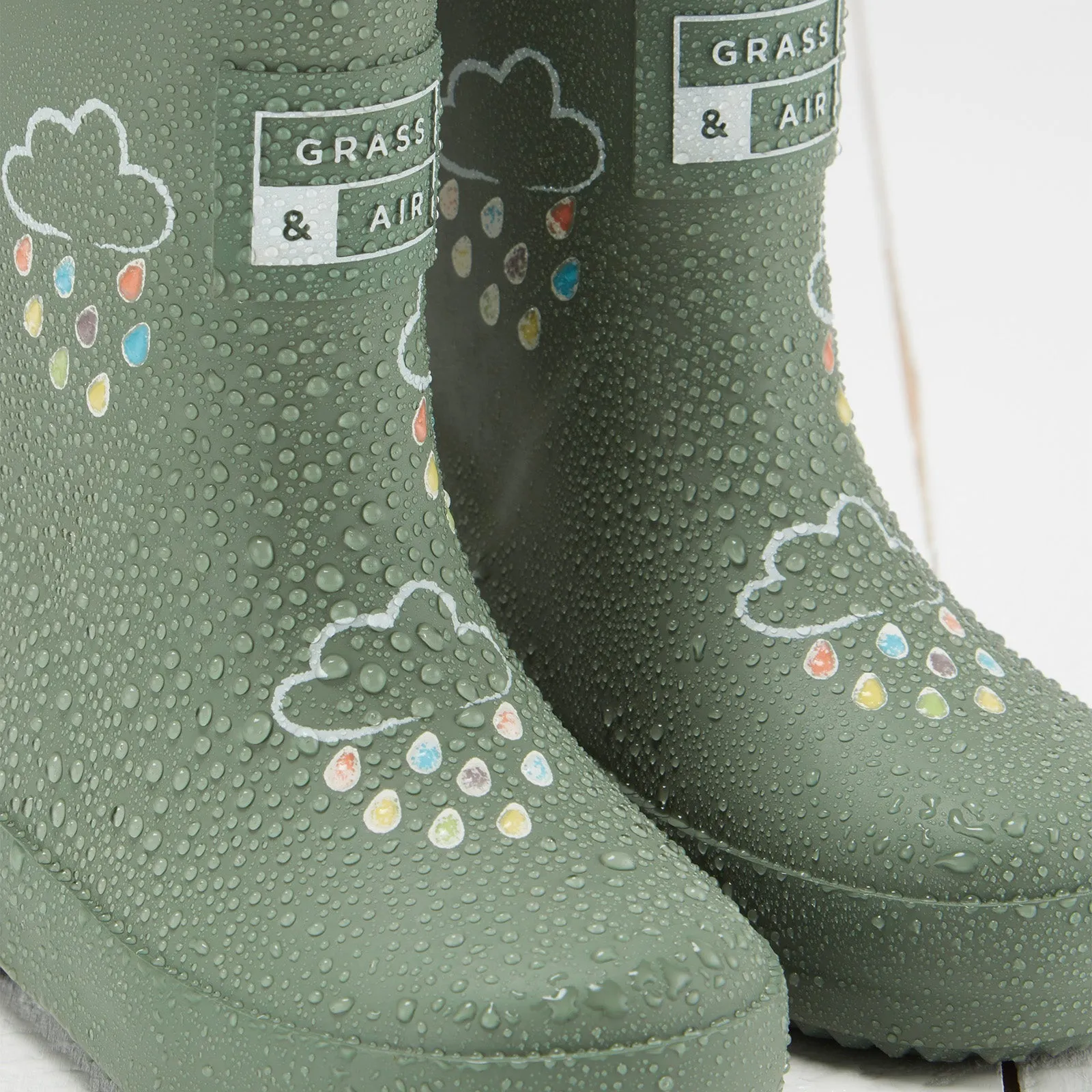 Grass & Air Colour-Revealing Wellies with Teddy Fleece Lining