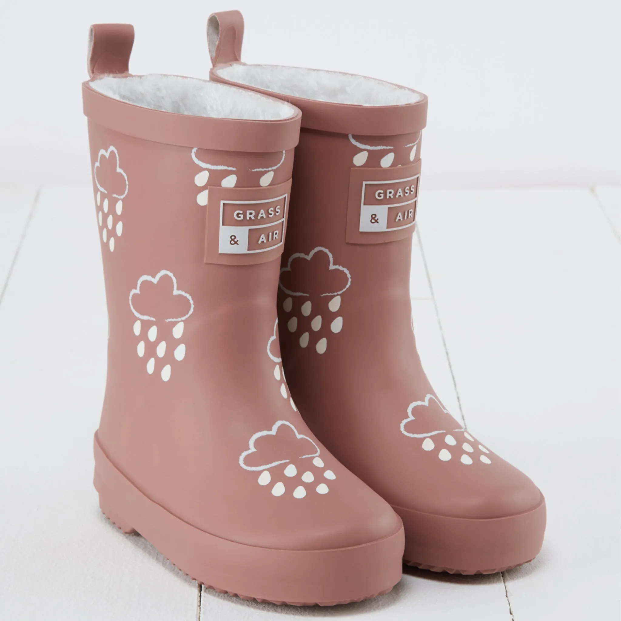 Grass & Air Colour-Revealing Wellies with Teddy Fleece Lining