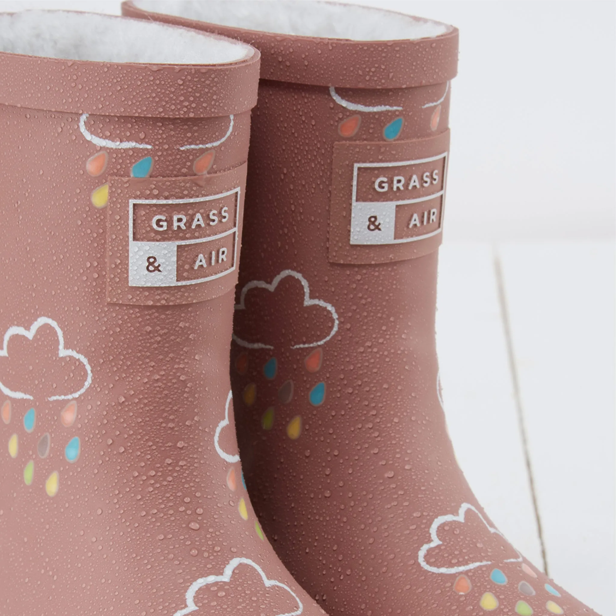 Grass & Air Colour-Revealing Wellies with Teddy Fleece Lining