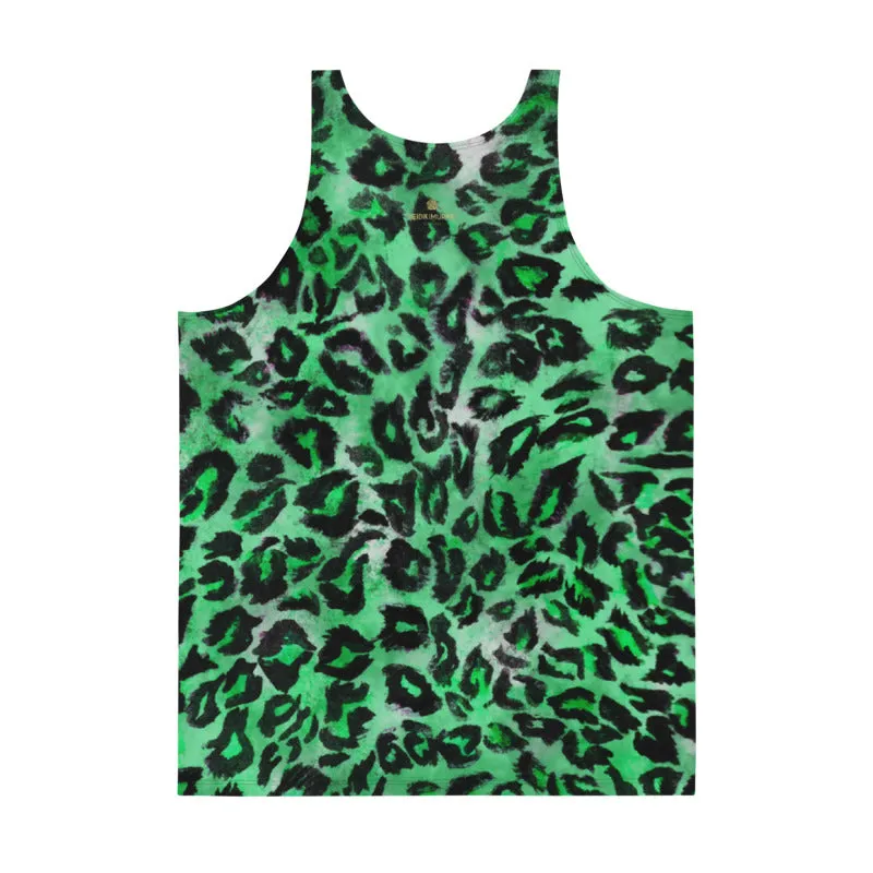 Green Leopard Men's Tank Top, Animal Print Mens Or Womens Unisex Premium Tank Top- Made in USA