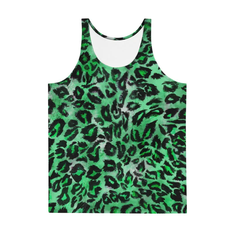 Green Leopard Men's Tank Top, Animal Print Mens Or Womens Unisex Premium Tank Top- Made in USA