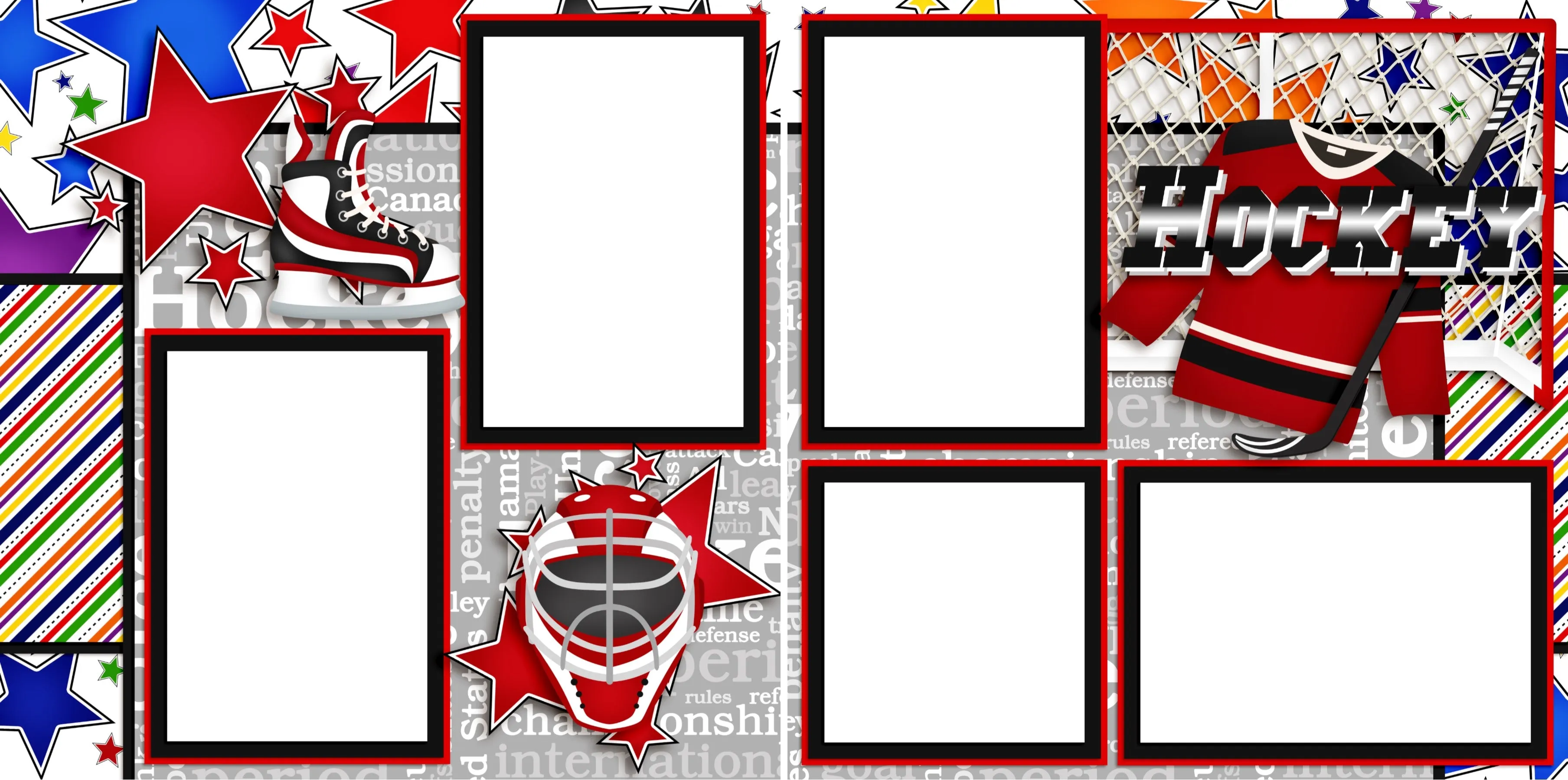 Hockey - Digital Scrapbook Pages - INSTANT DOWNLOAD