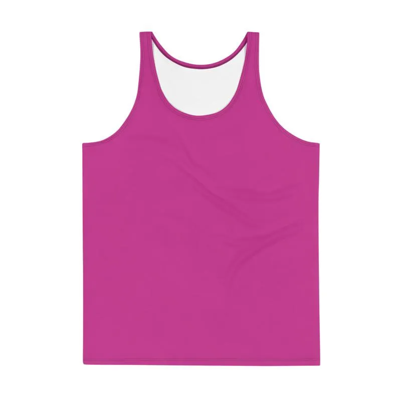 Hot Pink Solid Color Tanks, Solid Color Print Premium Unisex Gay Man Friendly Tank Top - Made in USA