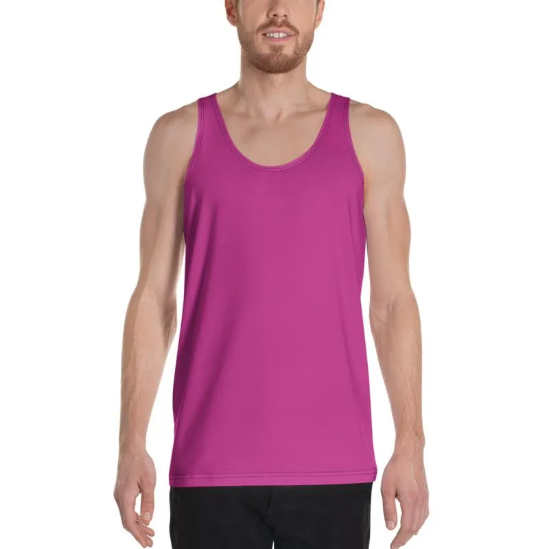 Hot Pink Solid Color Tanks, Solid Color Print Premium Unisex Gay Man Friendly Tank Top - Made in USA