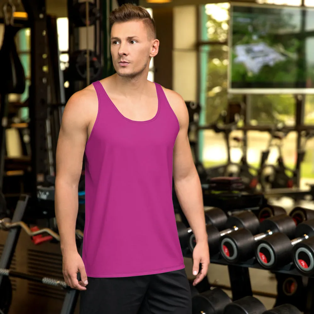 Hot Pink Solid Color Tanks, Solid Color Print Premium Unisex Gay Man Friendly Tank Top - Made in USA