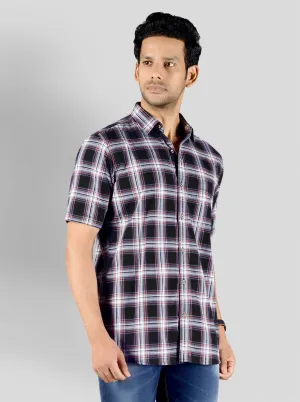 Iris Black Checked Slim Fit Casual Shirt | JadeBlue