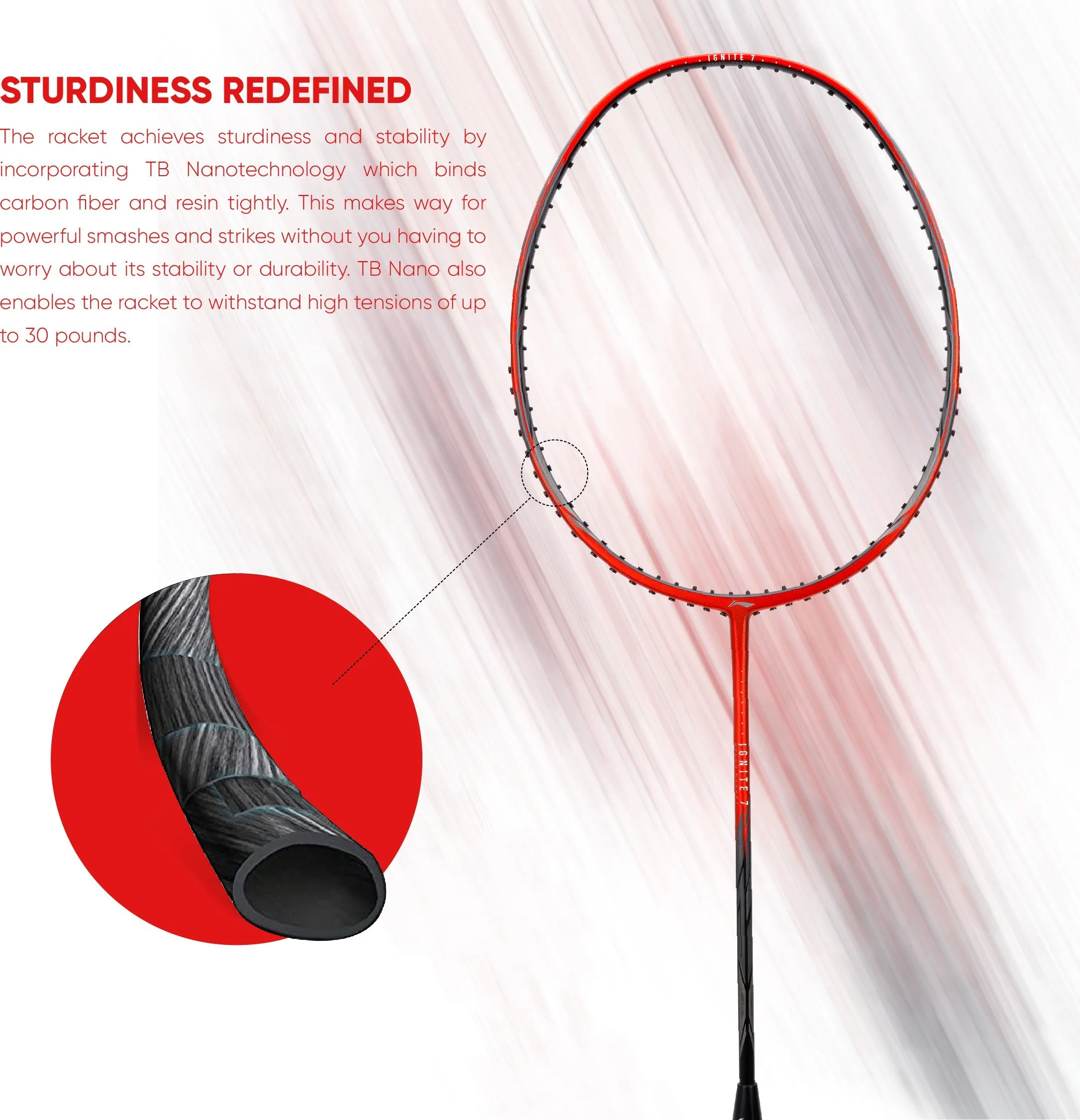 Li-Ning Ignite 7 Unstrung Badminton Racquet (Grey / Red)