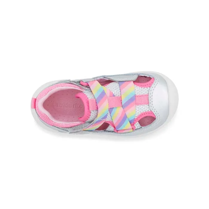 Little Girl Stride Rite SRTech Surf in Silver Rainbow