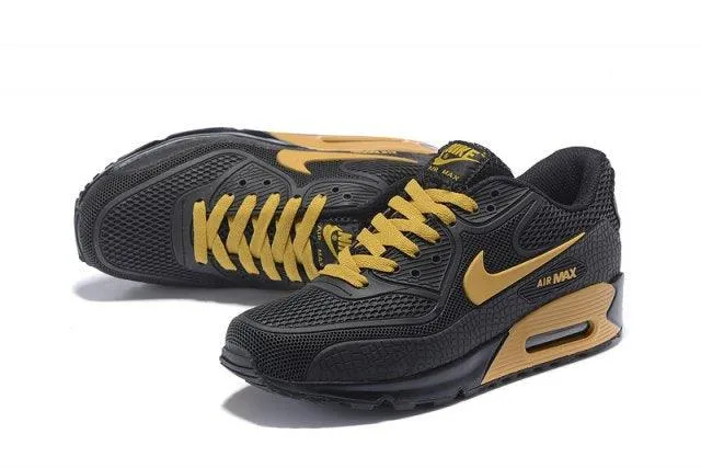 Max 90 Black Yellow Mens Athletic Running Sneakers