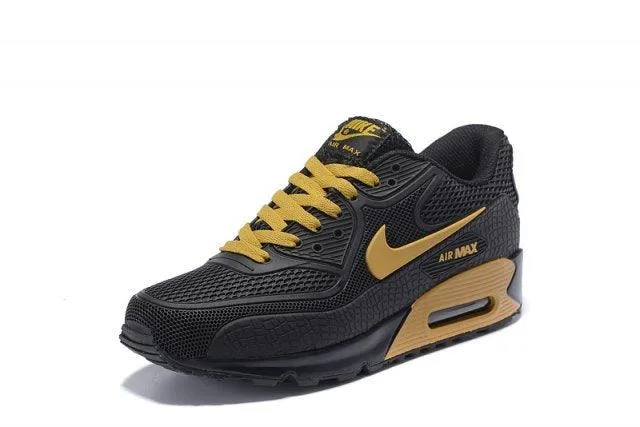 Max 90 Black Yellow Mens Athletic Running Sneakers