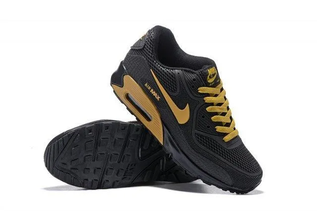 Max 90 Black Yellow Mens Athletic Running Sneakers