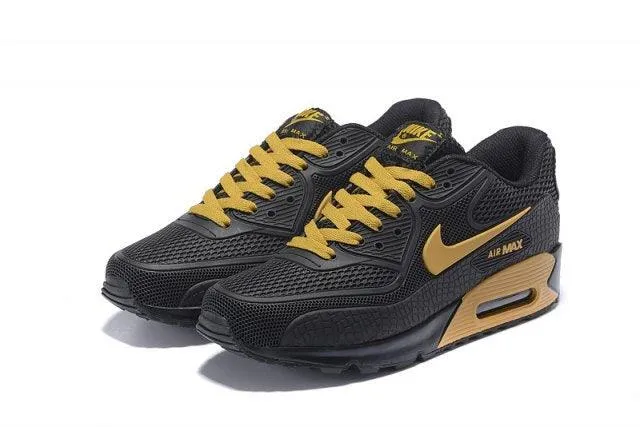 Max 90 Black Yellow Mens Athletic Running Sneakers