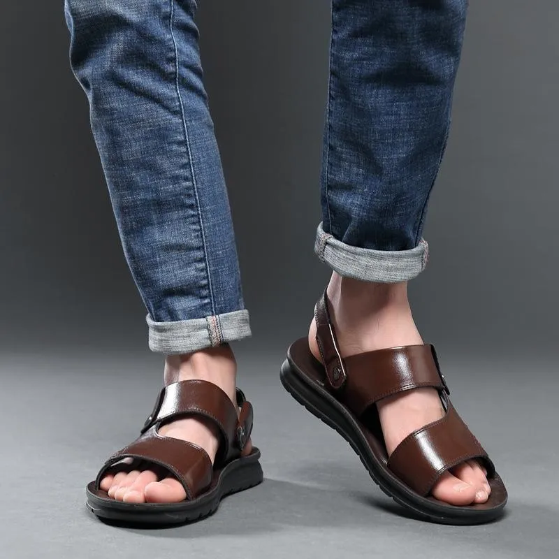 Men soft comfortable open toe flat sandals