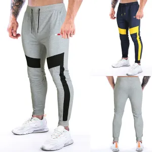 Men's Casual Elastic Band Patchwork Zipper Design Long Sports Pants