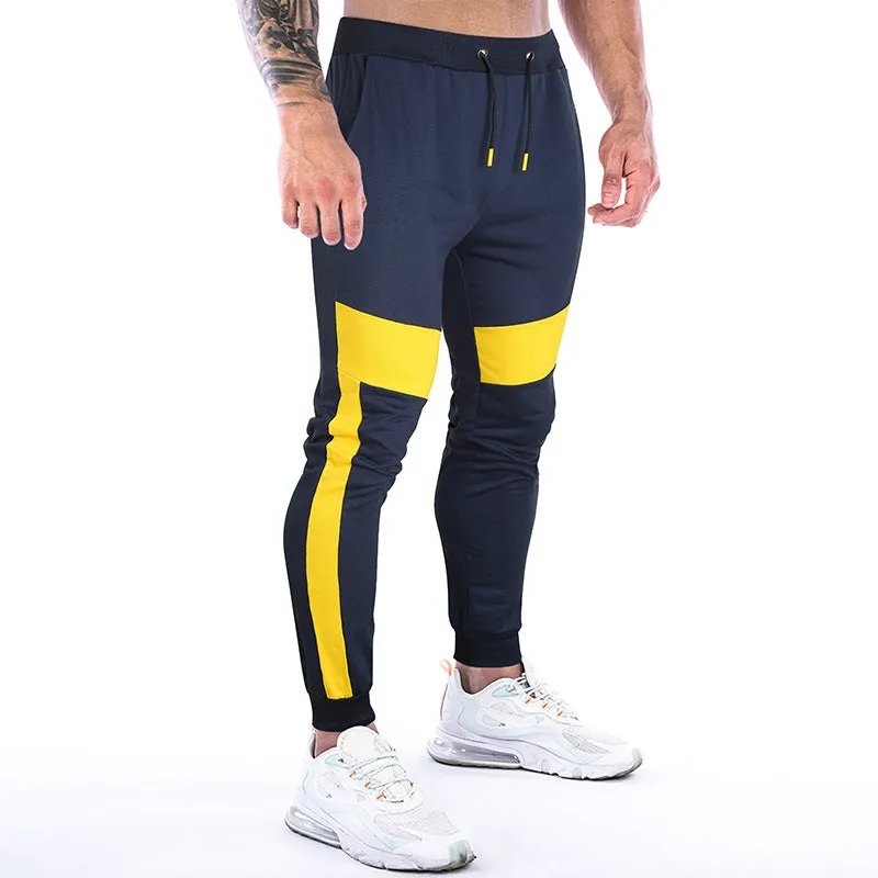 Men's Casual Elastic Band Patchwork Zipper Design Long Sports Pants