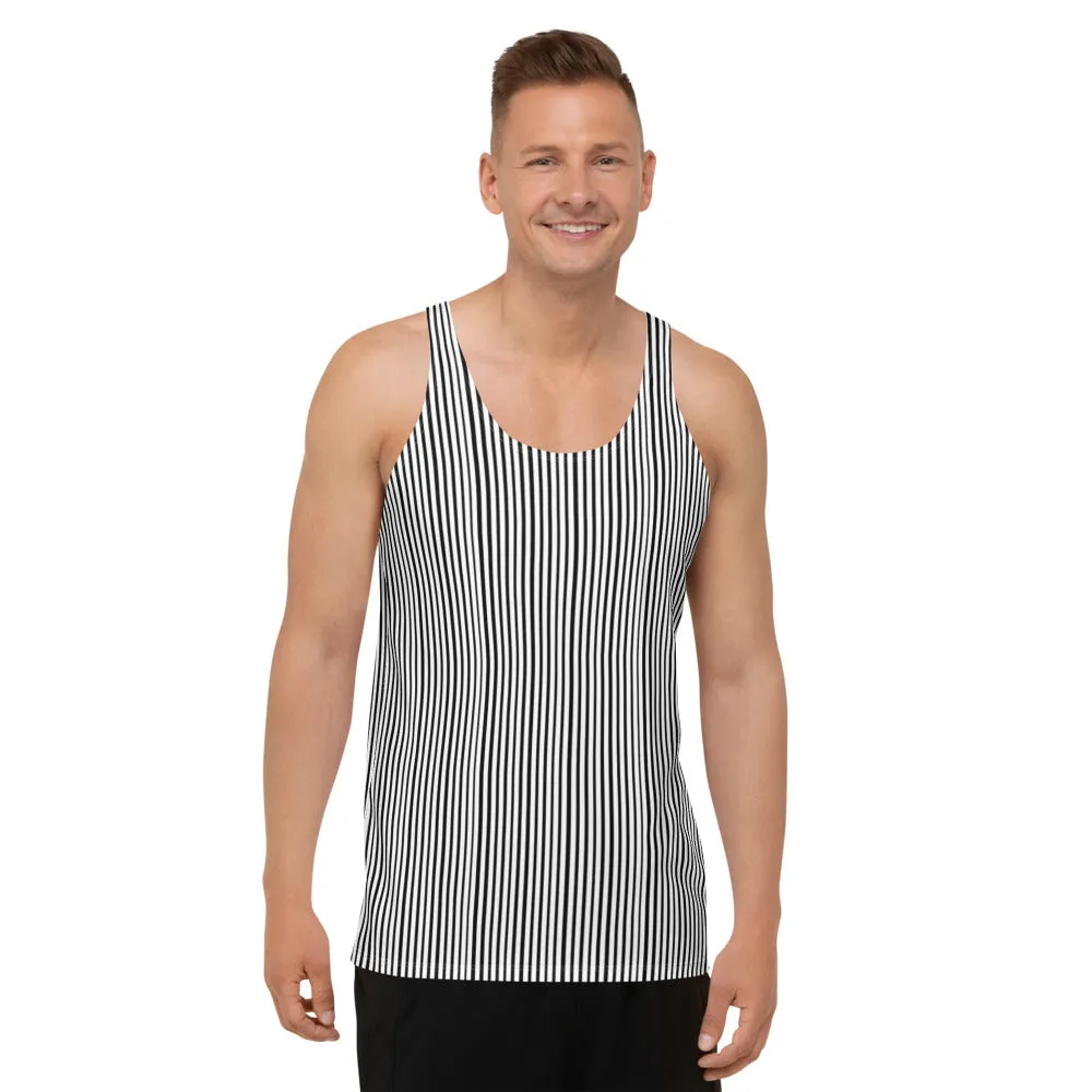 Modern Black Stripes Tanks, Vertical Stripes Men's or Women's Best Tanks-Made in USA/EU