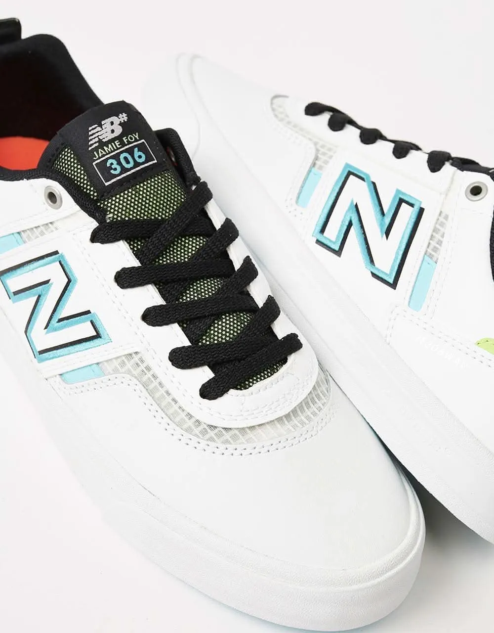 New Balance Numeric Jamie Foy 306 Skate Shoes - White/Baby Blue