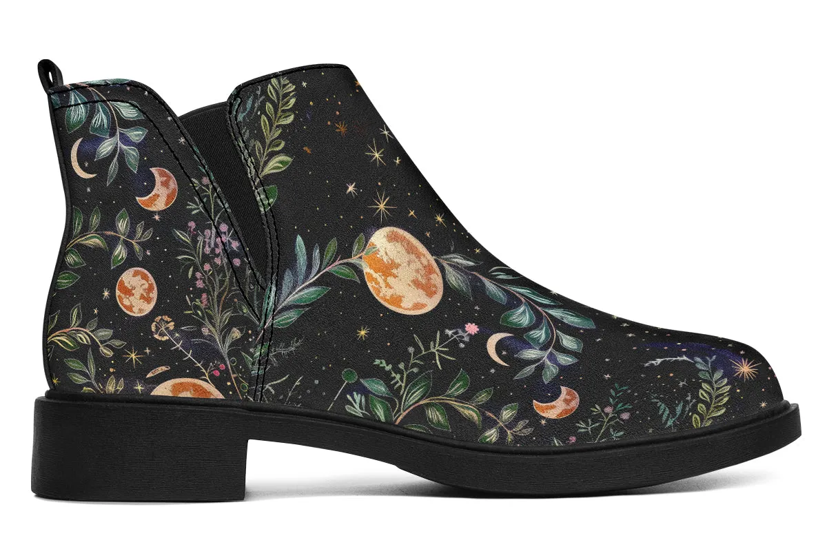 Night Blossom Chelsea Boots - Comfy Slip-On - Soft & Water-Resistant Micro-Suede Vegan Shoes