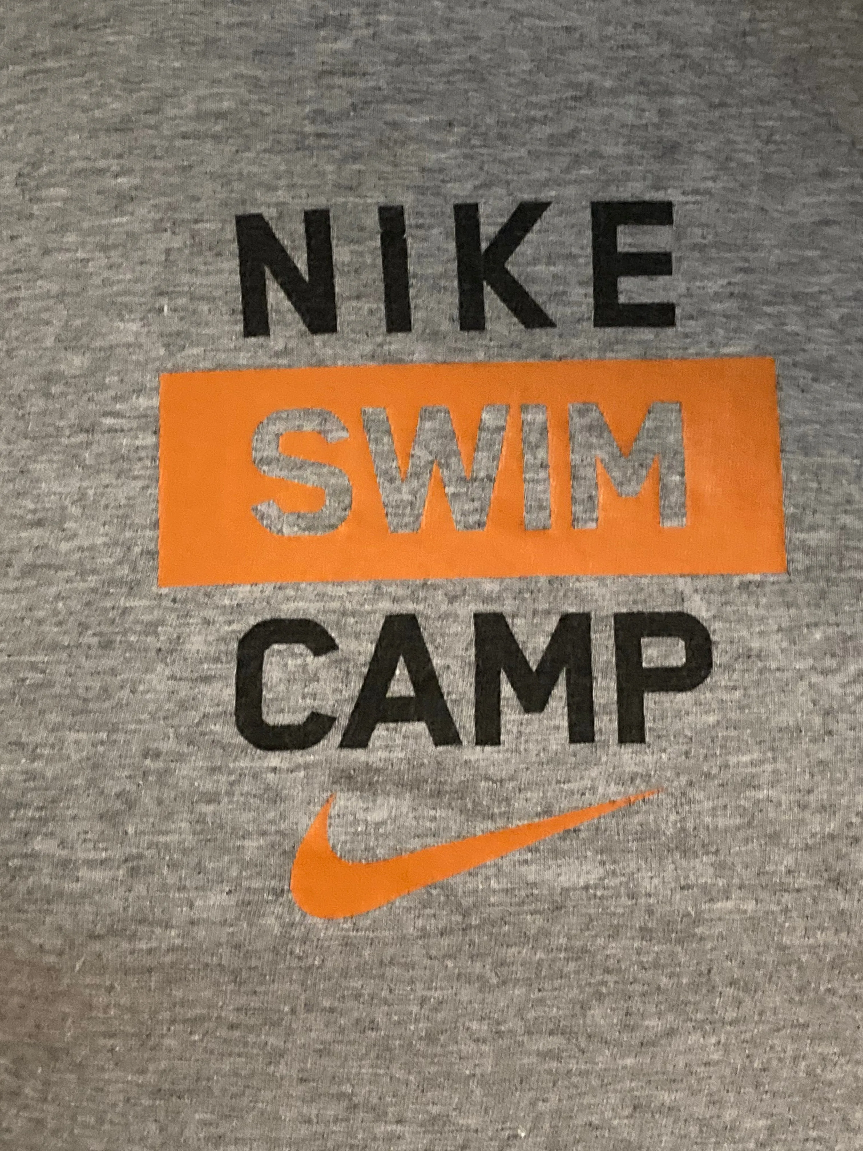 NIKE "SWIM CAMP" Graphic Print Adult S Small SM Gray T-Shirt Tee Shirt