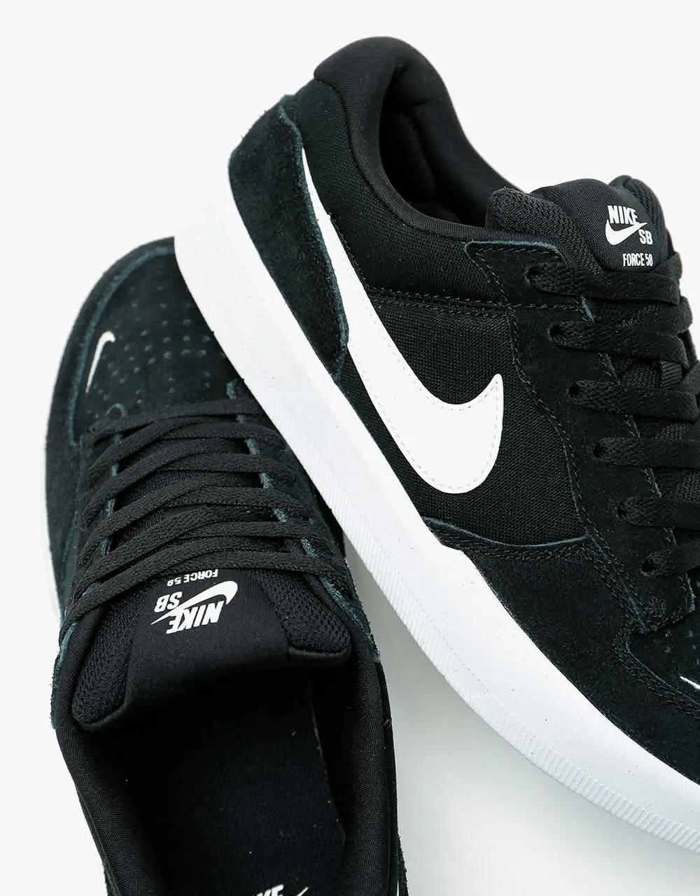 Nike SB Force 58 Skate Shoes - Black/White-Black