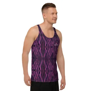 Pink Tiger Unisex Tank Top, Animal Print Men's or Women's Designer Premium Tank Top-Made in USA/EU/MX