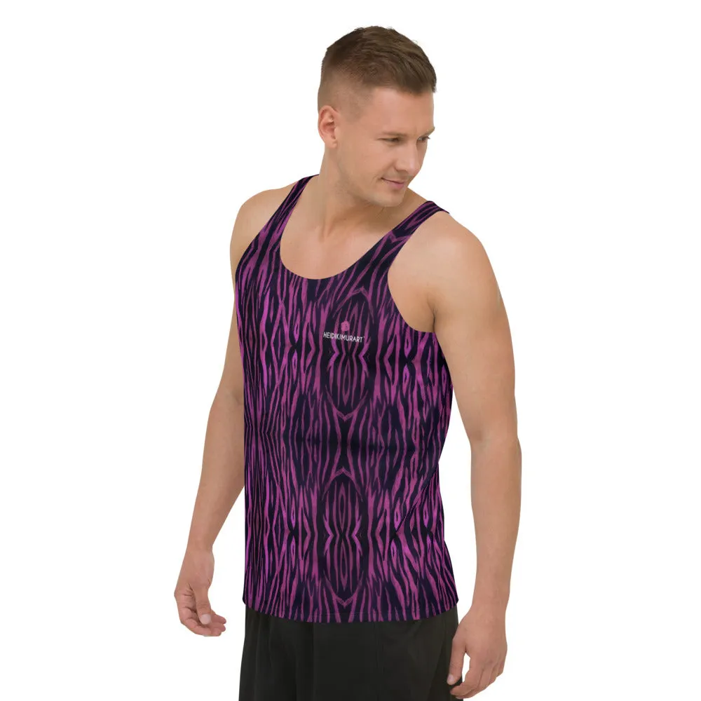 Pink Tiger Unisex Tank Top, Animal Print Men's or Women's Designer Premium Tank Top-Made in USA/EU/MX