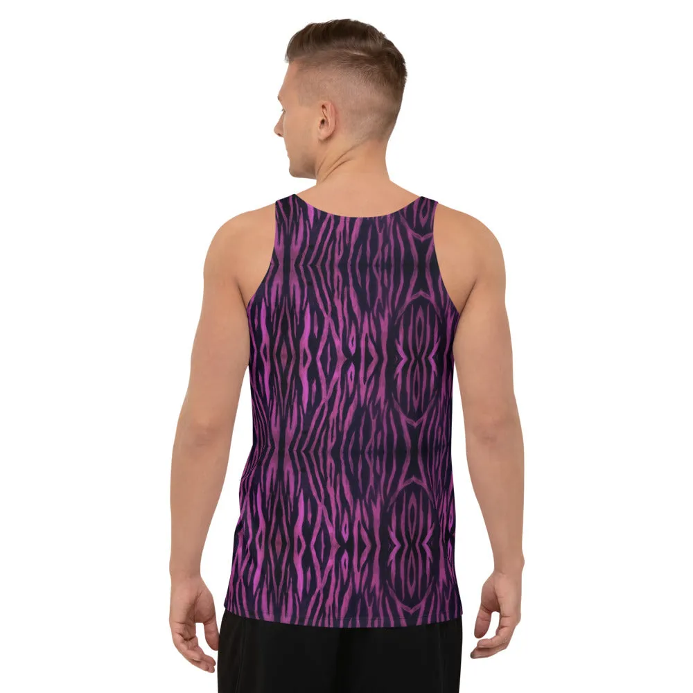 Pink Tiger Unisex Tank Top, Animal Print Men's or Women's Designer Premium Tank Top-Made in USA/EU/MX