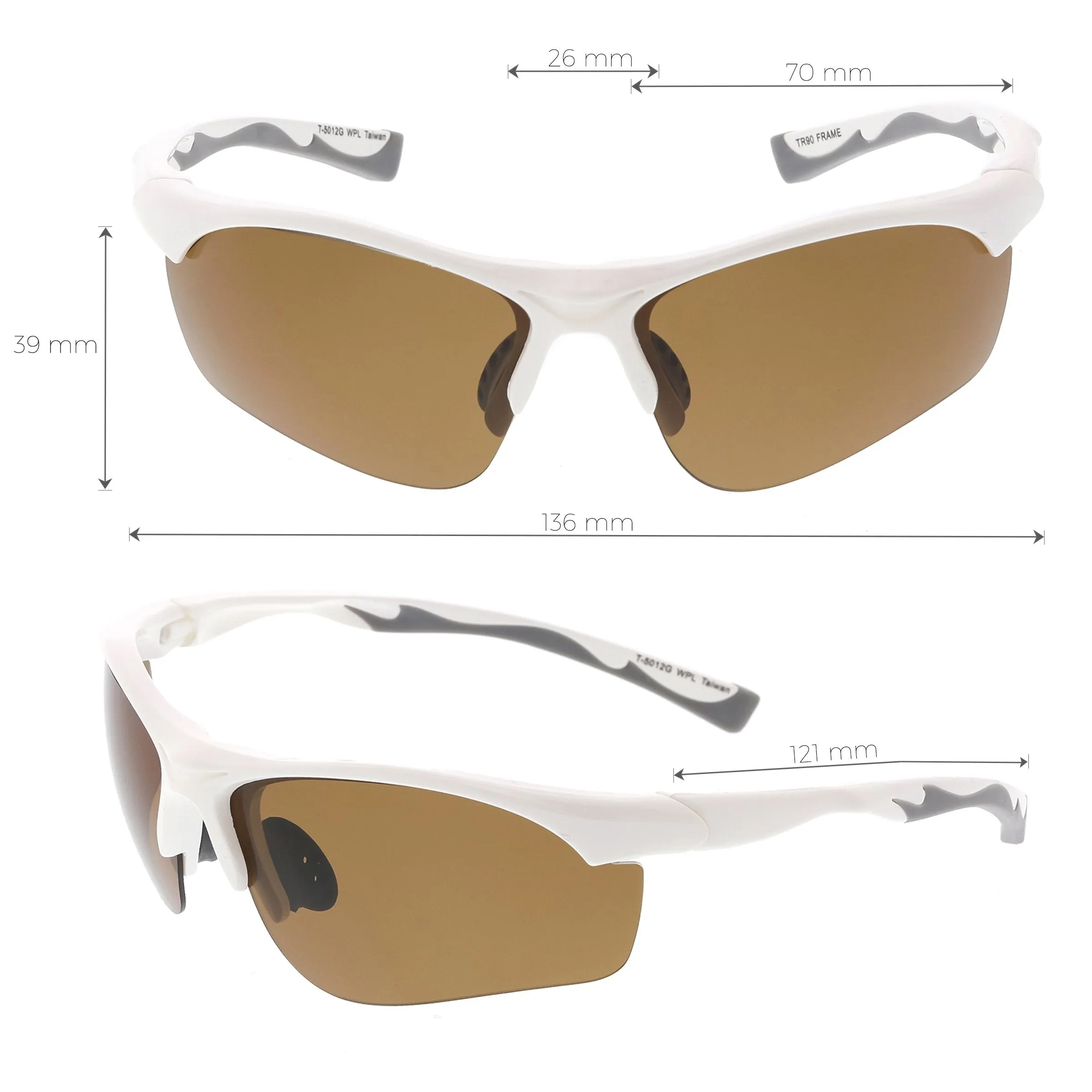 Premium Half Frame Polarized TR-90 Sports Wrap Sunglasses C818 70mm