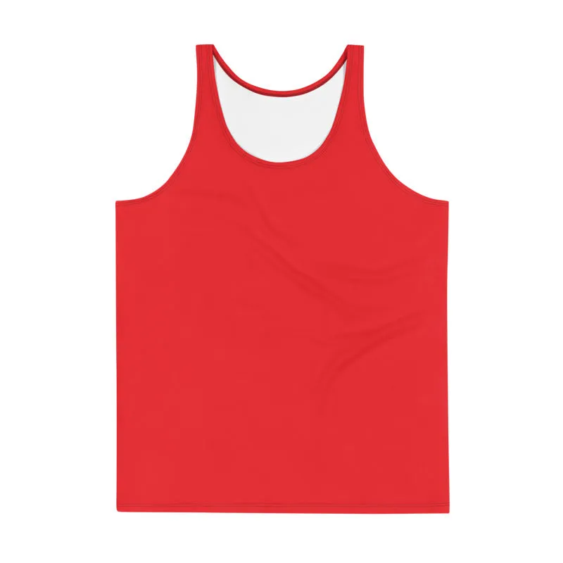 Red Men's Tank Top, Hot Red Solid Color Print Men's or Women's Premium Unisex Tank Top- Made in USA