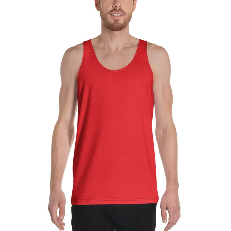 Red Men's Tank Top, Hot Red Solid Color Print Men's or Women's Premium Unisex Tank Top- Made in USA