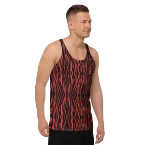 Red Tiger Striped Tank Top, Tiger Stripes Animal Print Unisex Tanks For Men & Women-Made in USA/EU