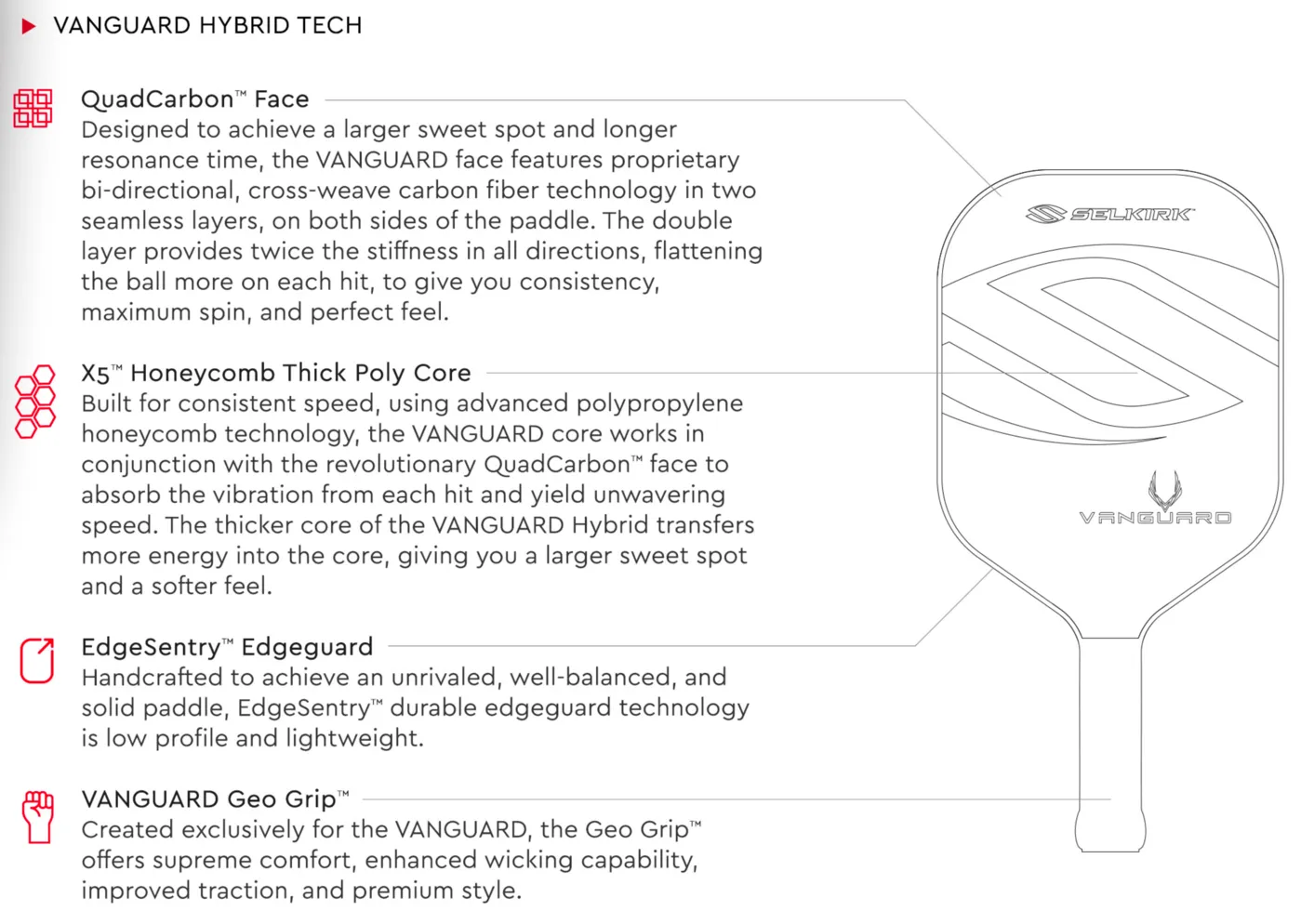 Selkirk Vanguard Hybrid Epic Midweight Pickleball Paddle [Electrify]