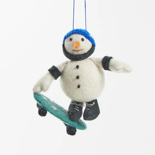 Skateboarding Snowman Ornament