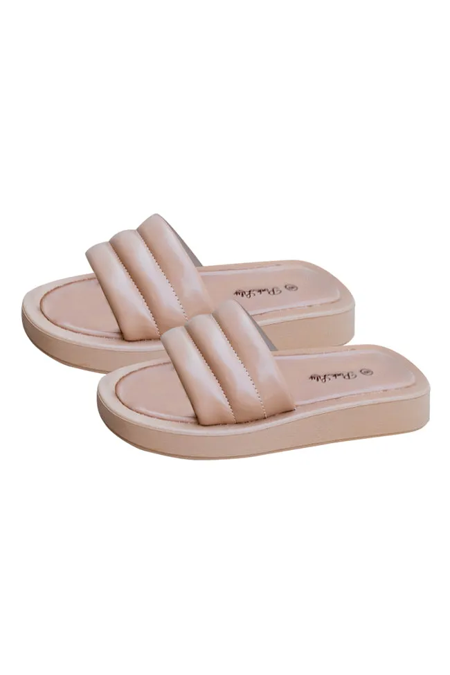 Sofia Beige Puff Platform Slides FINAL SALE