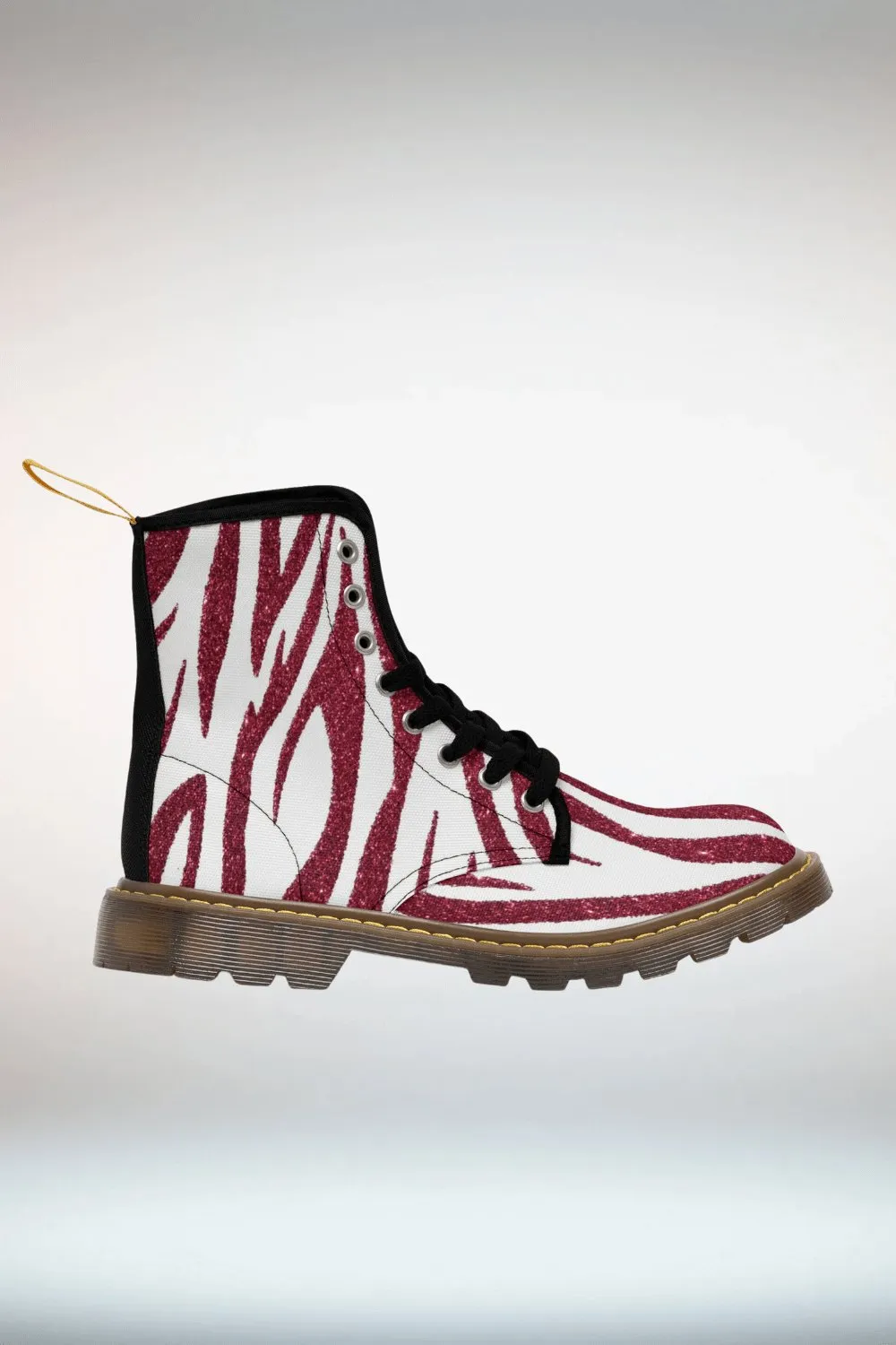 TGC Boutique Red And White Glitter Combat Boots - Brown Sole