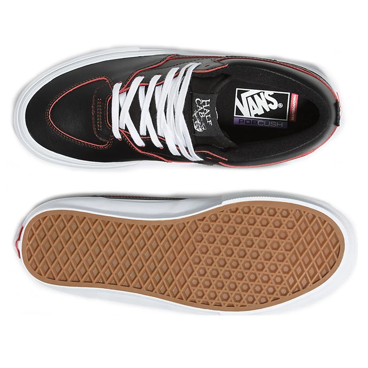 Vans Skate Half Cab - Black/Orange Leather Wearaway