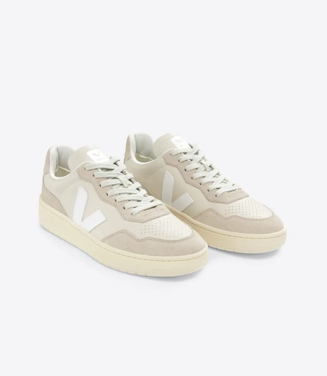 VEJA - V90 Leather - Pierre / White