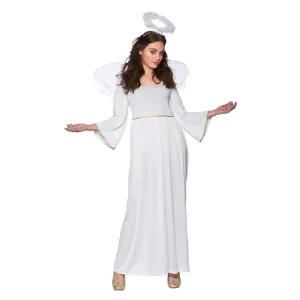 Womens Angel Christmas Fancy Dress Up Costume White Wings